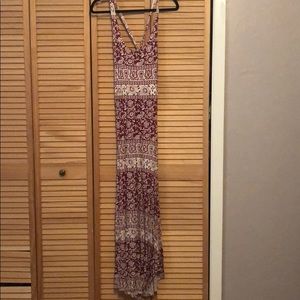 Ornate printed garnet maxi